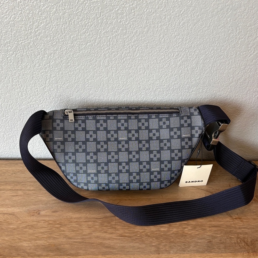 Sandro Black and Gray Patterned Belt Bag - Picture 9 of 12